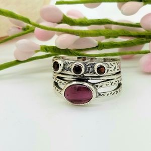 Garnet Sterling Silver Ring